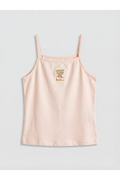 LC Waikiki Pink Printed Girls' String Strap Tank Top