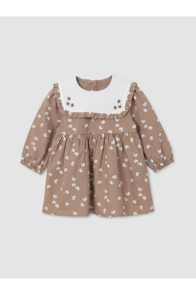 LC Waikiki Nevavm Farklı Bebe Yaka Floral Baby Girl Gabardine Dress