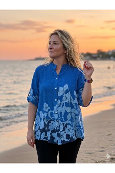 Punta Otantik PTT22045 Ιταλική ολόσωμη βαμβακερή μπλούζα με κουμπιά Saks