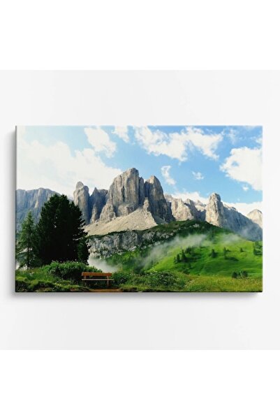 OEM Tablou pe pânză premium WOWCanvas, Peisaj montan de primăvară, 90 x 60 cm