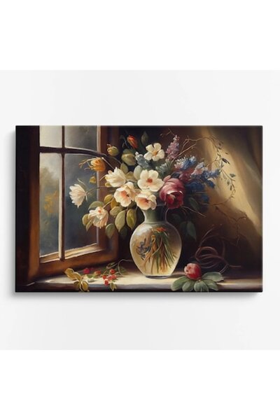 OEM Tablou pe pânză premium WOWCanvas, Buchet de flori lângă fereastră, 60 x ...