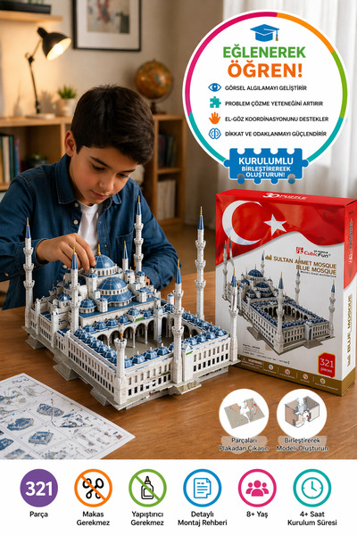 TOYFEST CubicFun Sultan Ahmet Camii 3D Puzzle 321 Parça İstanbul Tarihi Maket...