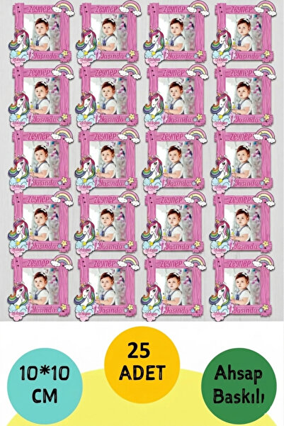 wonderlike Fotoğraflı ve İsimli 25 Adet Bebek Hediyelik Magnet Seti - 1 Yaş D...