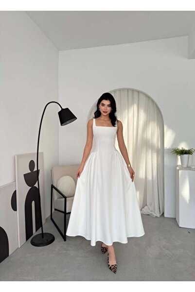 conconmoda Kalın Askılı Hera Uzun Atlas Elbise