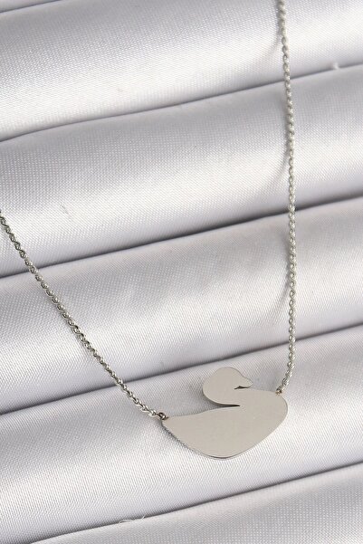 TakÇalıştır 316L Steel Silver Color Chain Swan Model Women's Necklace