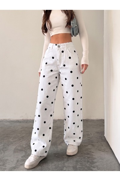 bluemarlin ΛΕΥΚΟ ΛΙΝΟ ΠΑΝΤΕΛΟΝΙ ΜΕ ΠΟΥΑΝΤΕΣ ΚΑΙ ΦΑΡΔΙΑ ΜΠΑΤΣΟΥΤΣΑΡΙΑ