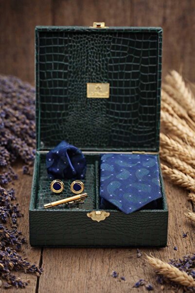 Kravatkolik Πράσινο Ανδρικό Κουτί Δώρου - Σετ Γραβάτα, Μαντήλι, Μανικετόκουμπ...