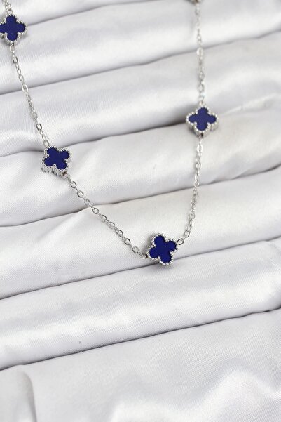 Generic Brand 316L Steel Chain Silver Color Navy Blue Baby Boy Clover Women's...