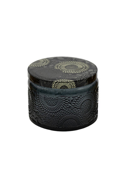 FLORY Recipient pentru lumanare din sticla neagra 100 ml, fitil si capac negru-argintiu