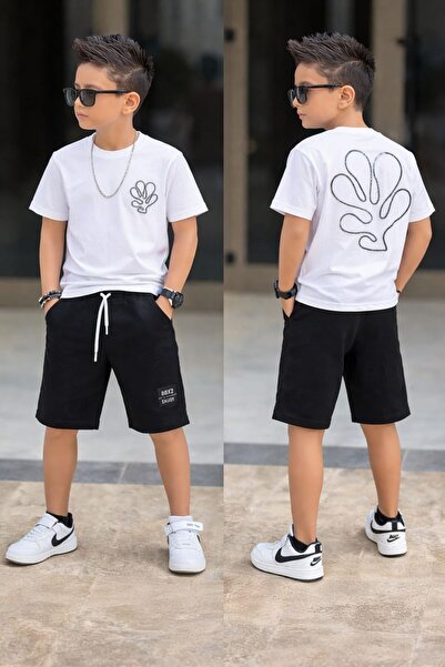 ERDEM KIDS Boy's Summer Cotton Embroidered Top and Bottom Two-Piece Set