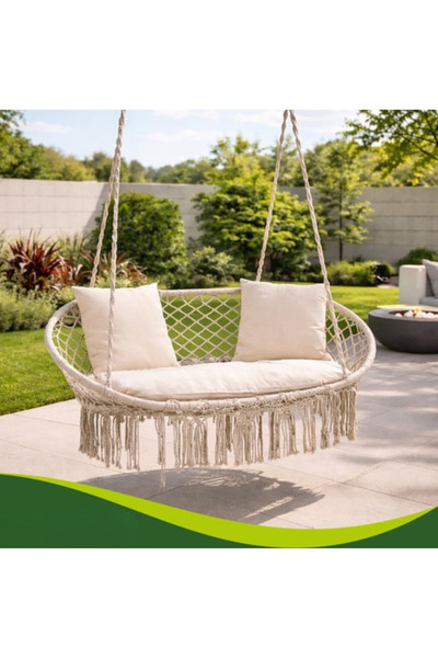 varioshop Διπλό κρεβάτι, κρεμ, σε χρώμα κρεμ, για κήπο, με αιωρούμενο κάθισμα...