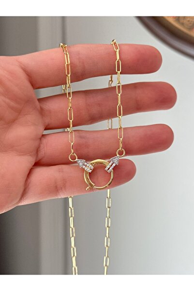 emy by emel luxury silver jewelry 925 Ayar Gümüş Kilit Detaylı Ataç Zincir Ko...