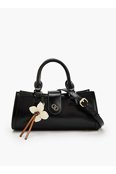Celeste Solid Tote Bag with Floral Charm