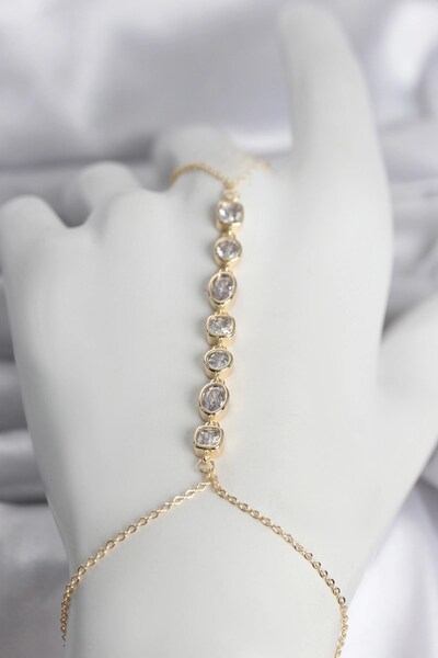 Leyaton Brass Gold Color Row of Zircon Stones Women's Shahmeran
