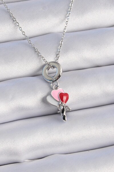 Generic Brand 316L Steel Silver Color Colorful Heart Figure Charm Model Women...