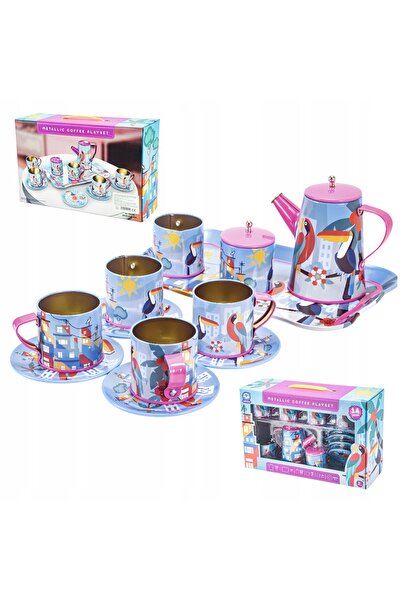 CasaFeliz Set de Ceai, Metallic Coffee Playset, 996-9A, Set Bucatarie Pentru ...