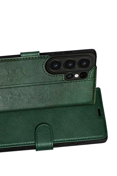 Leyaton Samsung Galaxy S26 Ultra Trend S Plus Kapaklı Kılıf - Yeşil