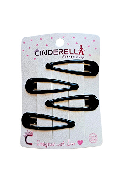 Cinderella Set of 4 Black Water Drop Model Metal Snap Hair Clips 5cm - Daily ...