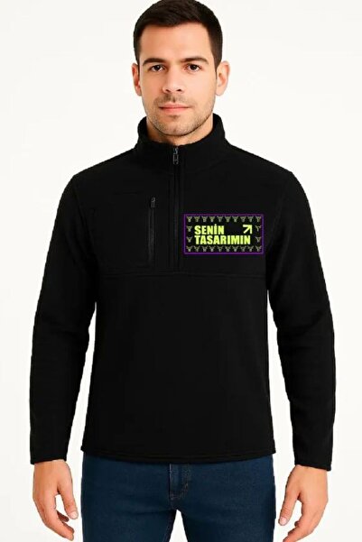 Kanonik Education Μπροστινό πουλόβερ από πολικό φλις με όρθιο γιακά - Μαύρο