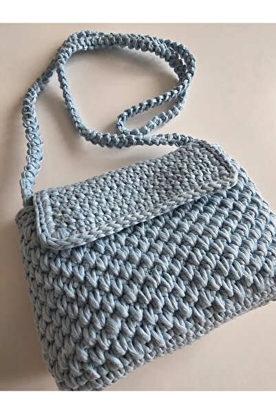 Evita Örgü yumuşak rafya ip postacı çantası 20x14cm