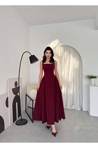 conconmoda Kalın Askılı Hera Uzun Atlas Elbise