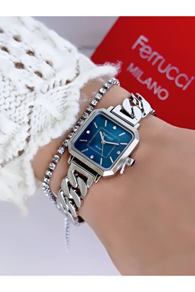 Ferrucci Steel Cord Square Case 2 Year Warranty 3 Atm Waterproof Women's Wris...