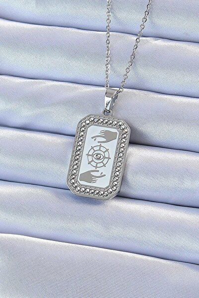 Generic Brand 316L الصلب سلسلة فضية اللون مطلي الزركون حجر العين الشكل التارو...