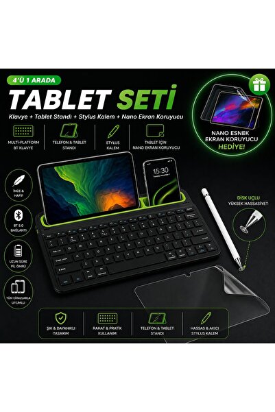 Nomker ZTE RedMagic Astra 9.06'' Uyumlu Set Standlı Bluetooth Klavye Stylus K...
