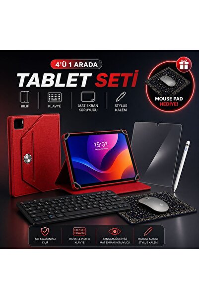 Nomker Black Shark Pad 7 11" Uyumlu 4’lü Tablet Seti Klavye + Kılıf + Kalem