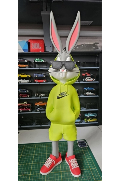 OtoBakımZamanı Hypebeast Bugs Bunny Figürü - 3D Baskı Adidas Style Turuncu Ho...
