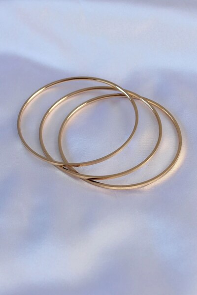 Leyaton 316L Çelik Gold Renk Ajda Model Kadın 65 mm Bilezik