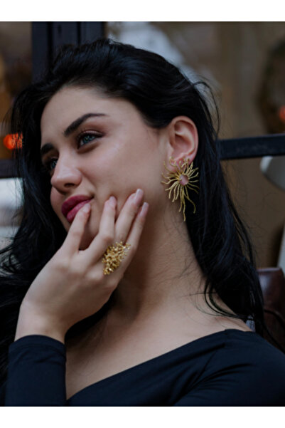 Altın Kaplama Küpe Model Karen