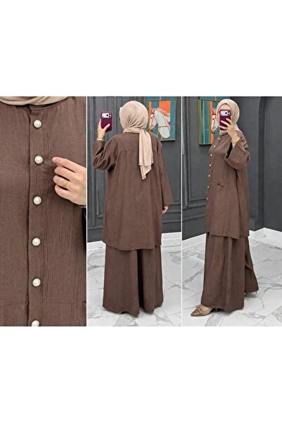 sportiness Pocket Detailed Buttoned Comfortable Fit Hijab Two-Piece Set