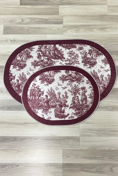 DEKOMOD Decorative Digital Printed Set of 2 Bath Mat Non-Slip Base Toilet Set