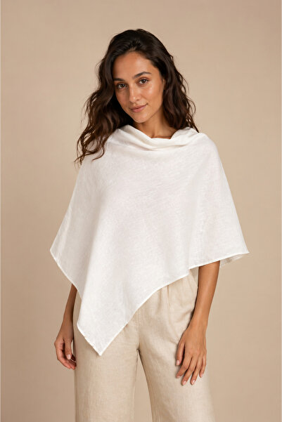Sebir Moda Ασύμμετρο λινό πόντσο