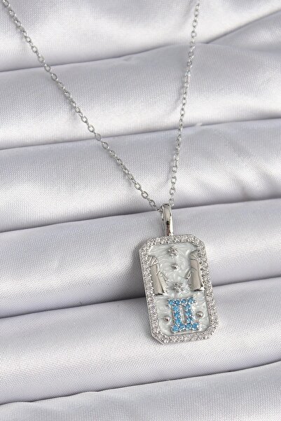TakÇalıştır 316L Steel Silver Color Chain Gemini Zodiac Sign Zircon Stone Wom...