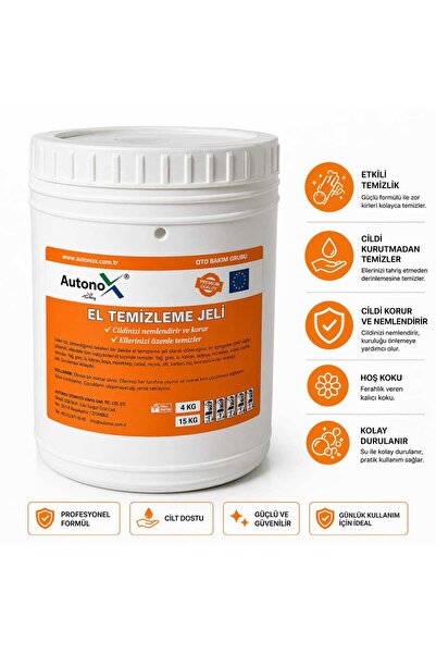 Autonox Sanayi Tipi El Temizleme Jelİ ve Kremi 4 KG – Cilt Bakım Destekli Yağ...
