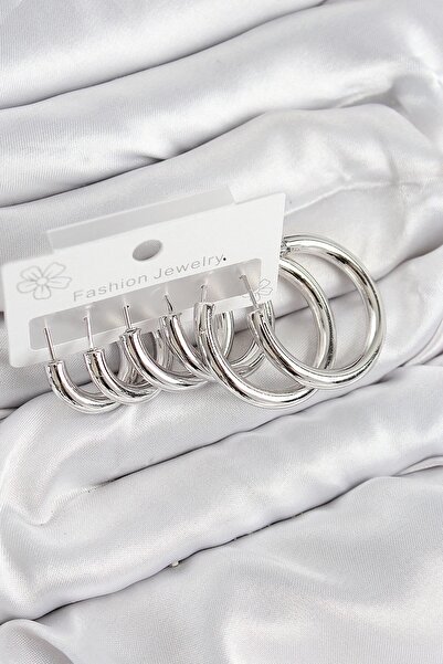 Generic Brand Brass Ring Model Silver Color Women's Set Earrings