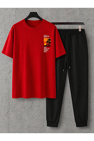 By Layina Beach Printed T-Shirt % Sweatpants Set