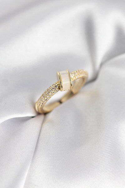 Generic Brand Dgc Avm ®   Zircon Stone Pearlescent Gold Color Women's Ring