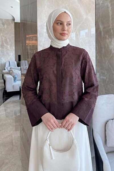 Salih Çelebi Γαρνιρισμένο Μίντι Πουκάμισο Y0138 - ΔΑΜΑΣΚΗΝΟ