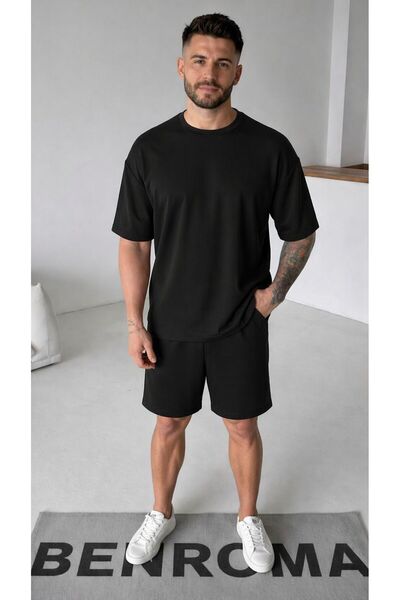 E-ROMA Ελαστικό σετ σορτς και μπλουζάκι από λύκρα σε oversize εφαρμογή 1KH6