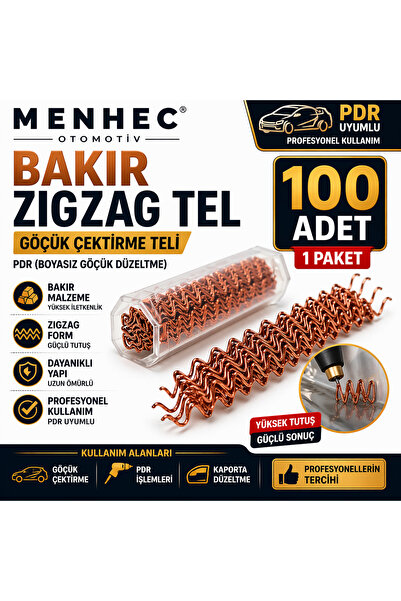 Menhec Otomotiv Bakır Zigzag Göçük Çektirme Teli PDR Boyasız Göçük Düzeltme K...
