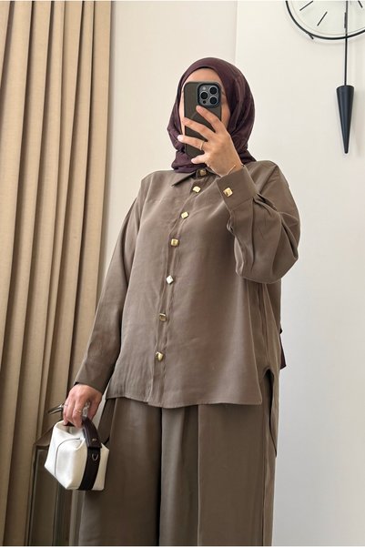 MERİÇ BOUTİQUE Shirt Pants Tencel Fabric Comfortable Fit Belted Suit