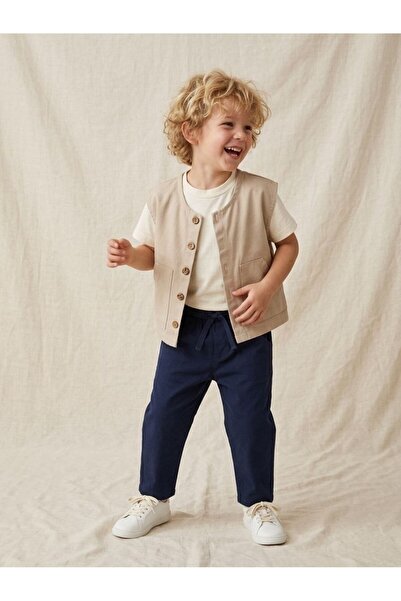 RÜYA KİDS Boy's summer gabardine vest 3-piece top and bottom set