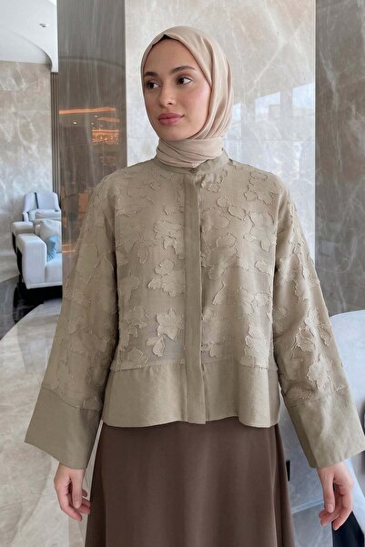 Salih Çelebi Γαρνιρισμένο Πουκάμισο Μίντι Y0138 - ΑΝΟΙΧΤΟ ΧΑΚΙ