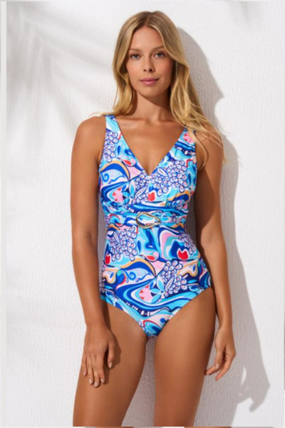 Pierre Cardin Νέα σεζόν Stella μαγιό με αγκράφα με λαιμόκοψη V με κορσέ με χρ...