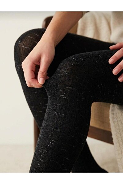 Penti Κοριτσίστικα πλεκτά χοντρά καλσόν σε ασημί μαύρο χρώμα με ασημί λάμψη, ...