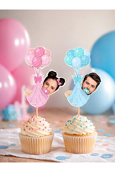 KiziHediye Kişiye Özel Cinsiyet Partisi Cupcake Süsü 12’li – Fotoğraflı Bebek...