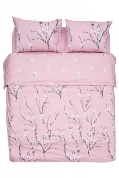 Heinner HR-KGBED 132-PCHR Set de lenjerie de pat dublu, 4 piese, 100% bumbac, Model Cireșe Roz